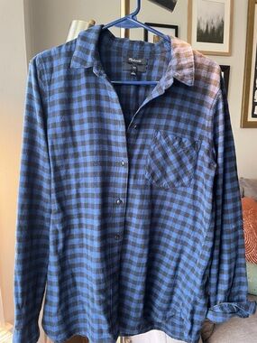 Madewell Blue and Black Checked women’s Button-Down Shirt